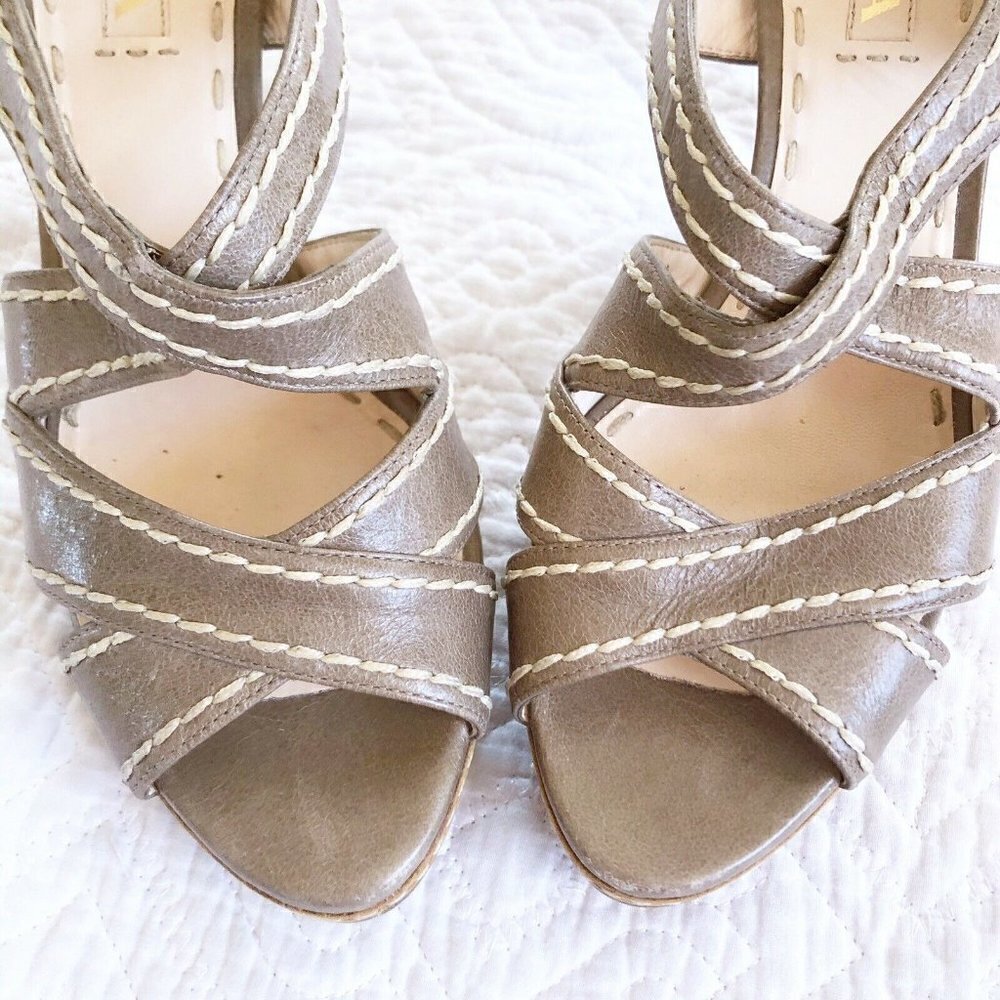 Prada Womens Neutral Tan Strappy Slingback Sandals 39.5 US Sz 9 - Picture 5 of 13